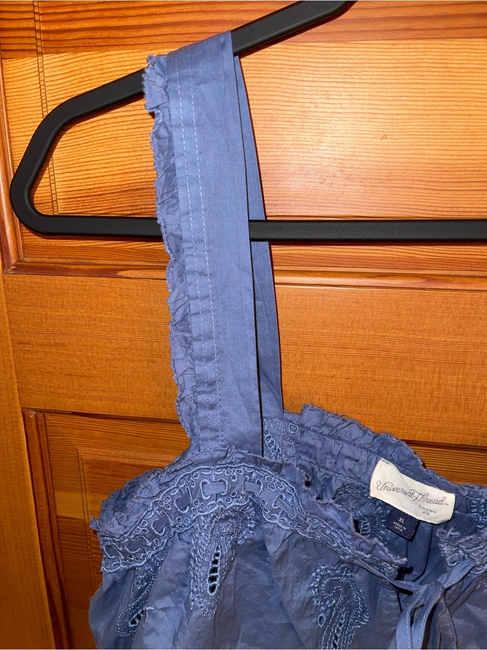 Universal Thread Blue Eyelet Ruffled Strap Tank - Picture 7 of 11